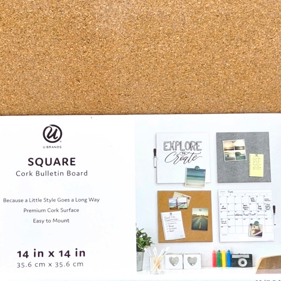 Square Cork Bulletin Board, 14" x 14 - Picture 1 of 5